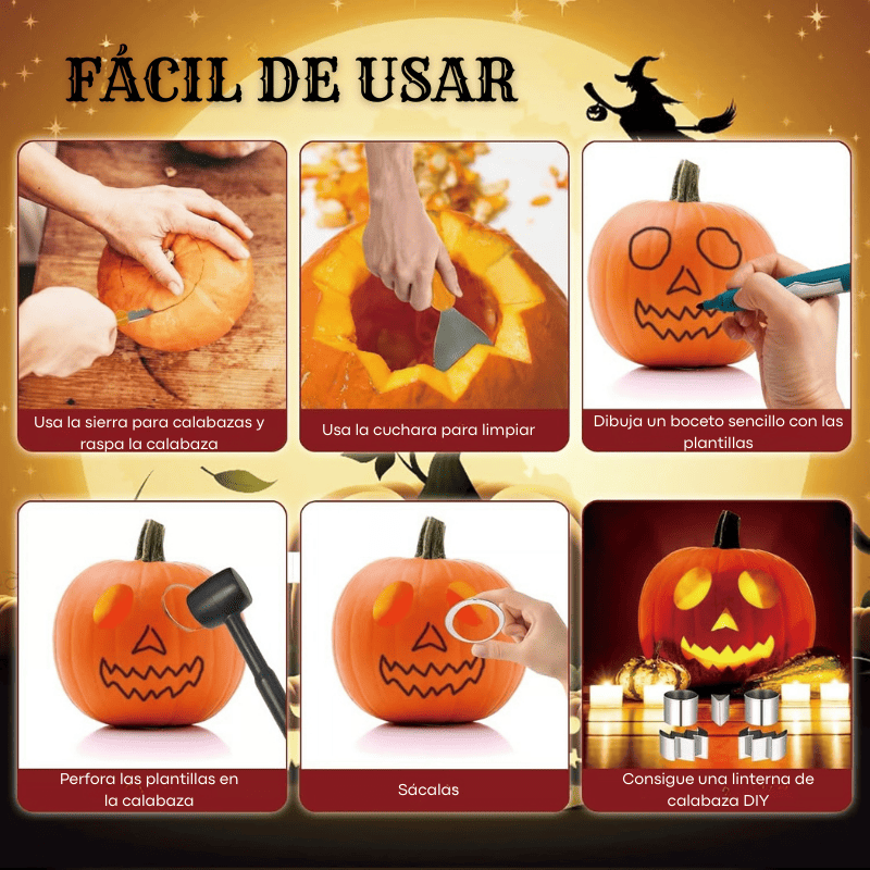 Moldes de Calabaza y Galleta Halloween – Set 7 Piezas Inox